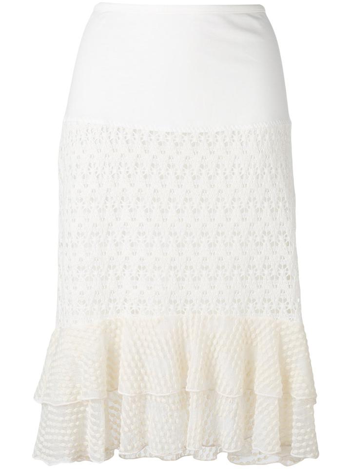 See By Chloé - Ruffled Hem Skirt - Women - Cotton/viscose - L, Women's, White, Cotton/viscose