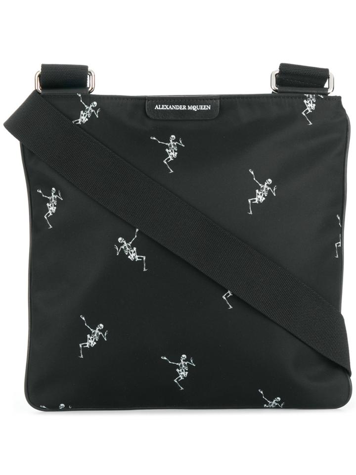 Alexander Mcqueen Skeleton Print Messenger Bag - Black