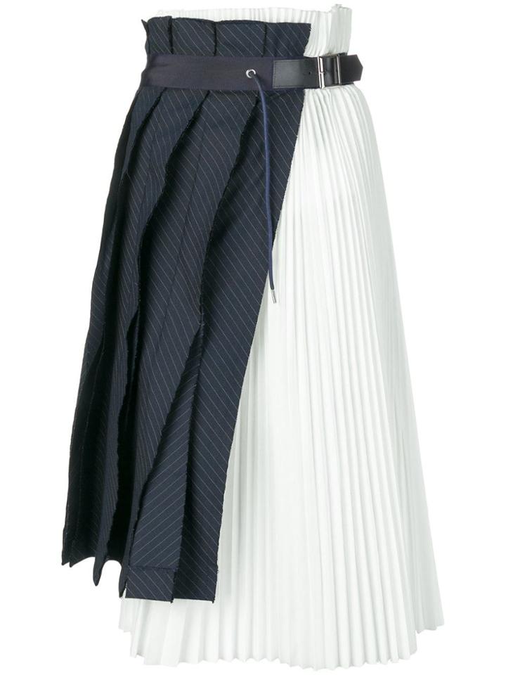 Sacai Asymmetric Patchwork Skirt - Blue