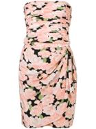Loris Azzaro Vintage Floral Strapless Fitted Dress - Pink & Purple