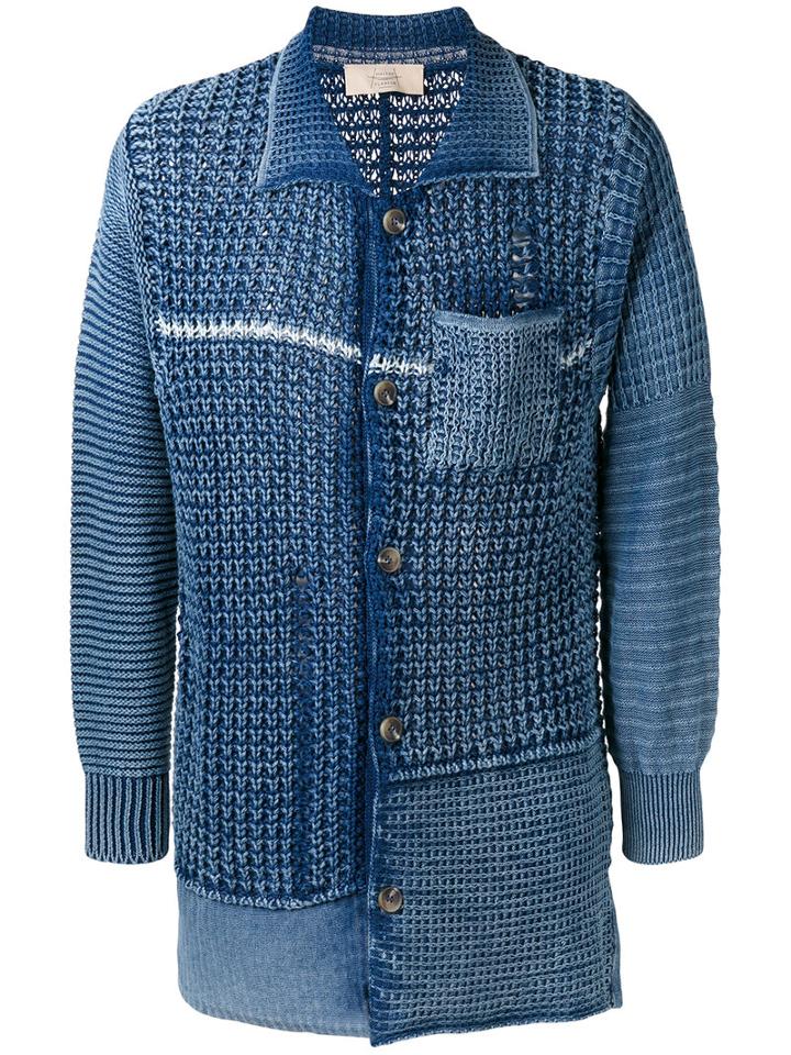 Maison Flaneur Knitted Cardigan, Men's, Size: 50, Blue, Cotton