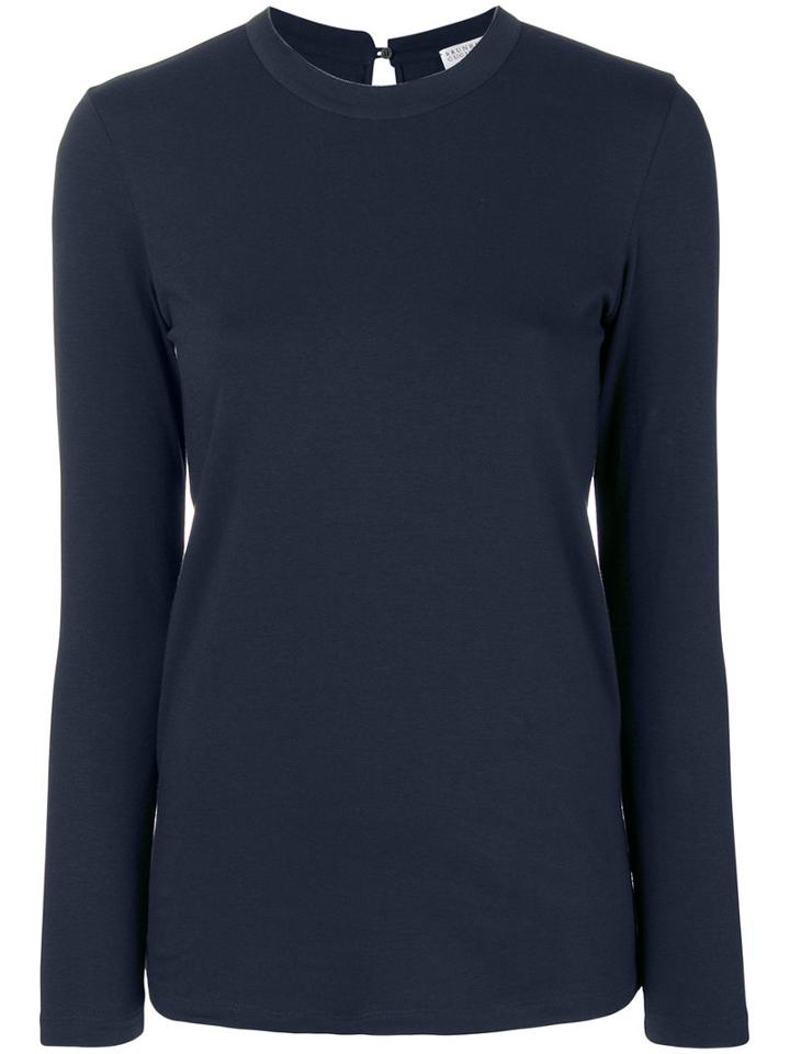 Brunello Cucinelli - Classic Fitted Top - Women - Cotton/spandex/elastane/brass - Xxl, Blue, Cotton/spandex/elastane/brass