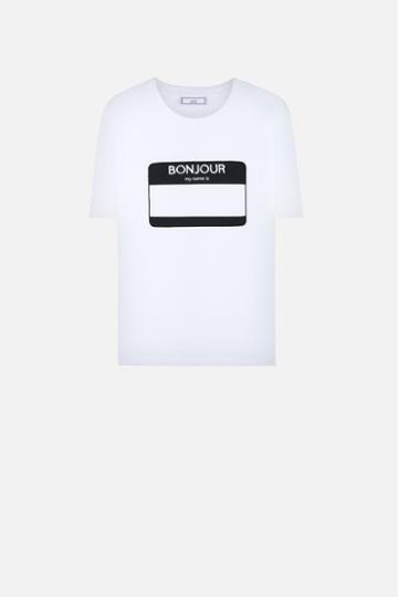 Ami Alexandre Mattiussi Name Tag Print T-shirt, Men's, Size: Xl, White, Cotton