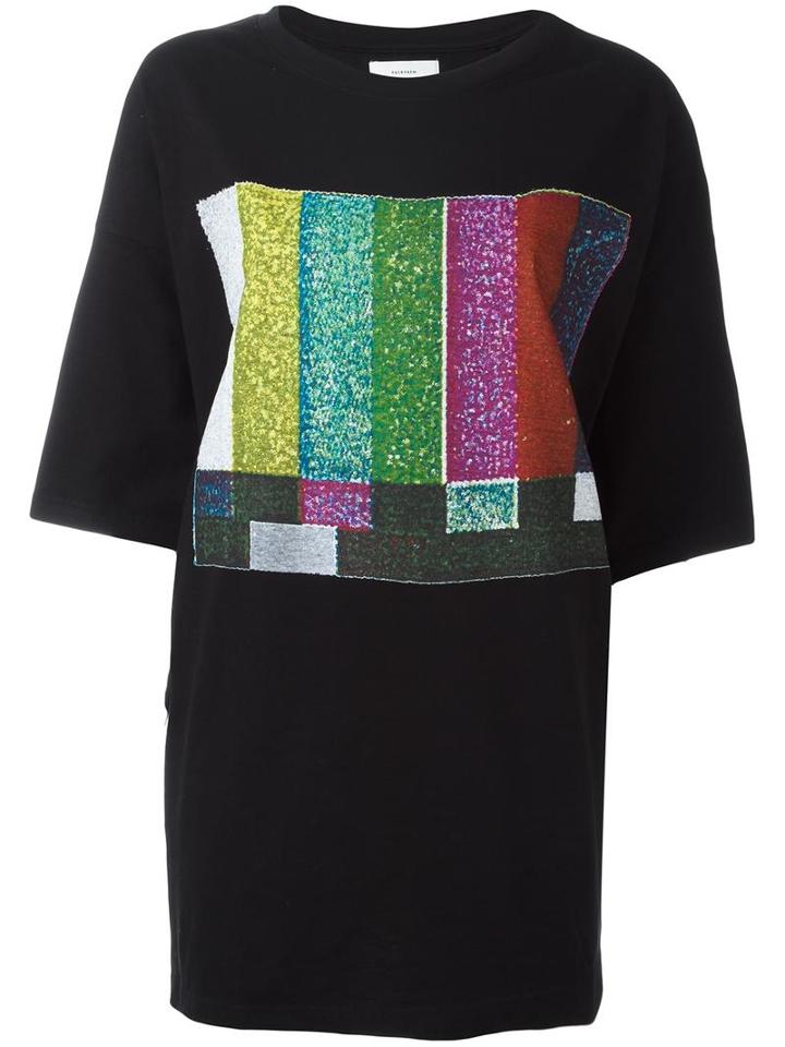Facetasm Oversized Printed Front T-shirt, Women's, Size: 0, Black, Cotton