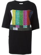 Facetasm Oversized Printed Front T-shirt, Women's, Size: 0, Black, Cotton