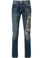 Philipp Plein Embroidered Slim-fit Jeans, Men's, Size: 28, Blue, Cotton