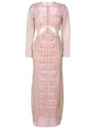 Self-portrait - Payne Cut-out Dress - Women - Polyester - 6, Pink/purple, Polyester