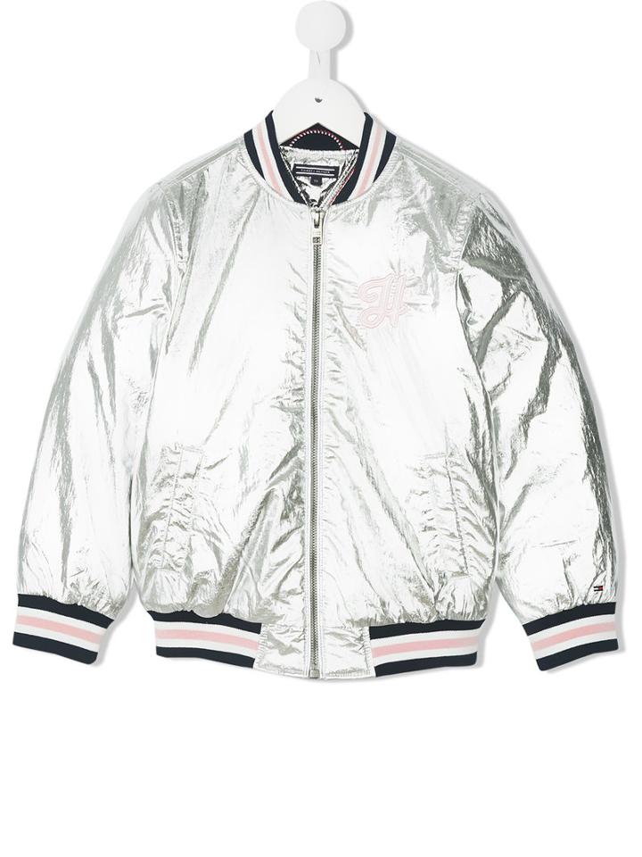 Tommy Hilfiger Junior - Aluminium Style Bomber Jacket - Kids - Polyamide/polyester/polyurethane - 4 Yrs, Grey