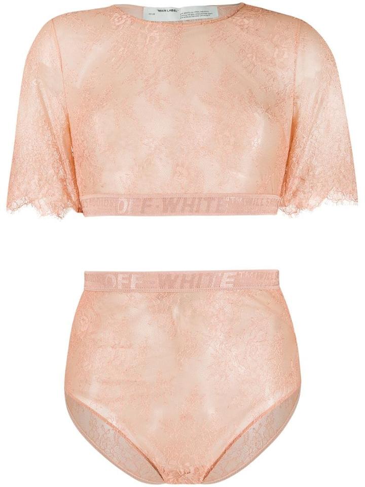 Off-white Cropped Logo-print Top - Neutrals