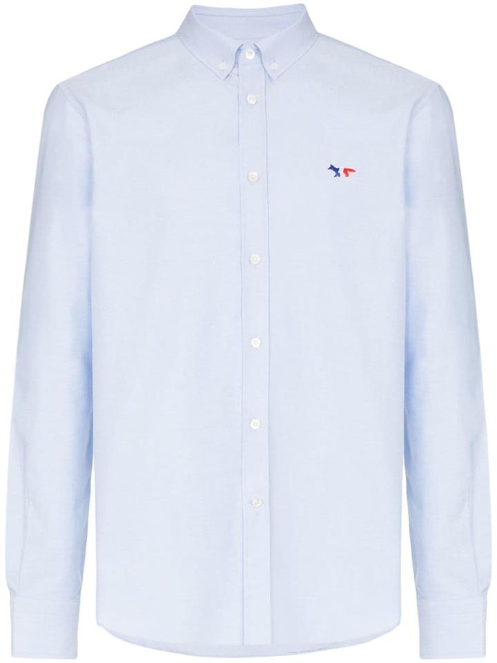 Maison Kitsuné Fox Embroidered Cotton Shirt - Blue