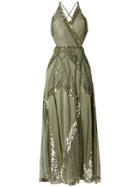 Temperley London Sequinned Criss Cross Back Dress - Green