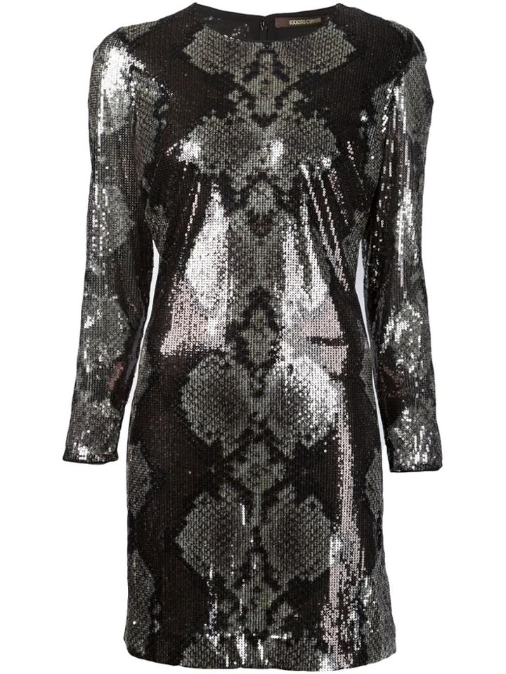 Roberto Cavalli Sequin Python Dress - Black