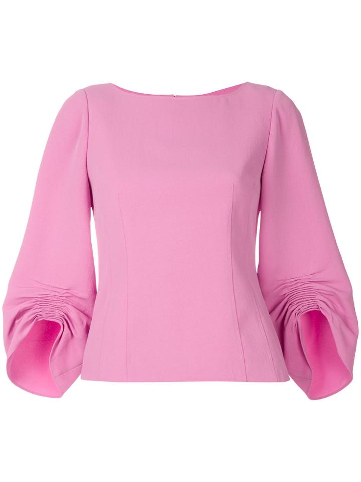 Tibi Ruched Sleeve Blouse - Pink & Purple
