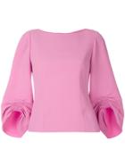 Tibi Ruched Sleeve Blouse - Pink & Purple