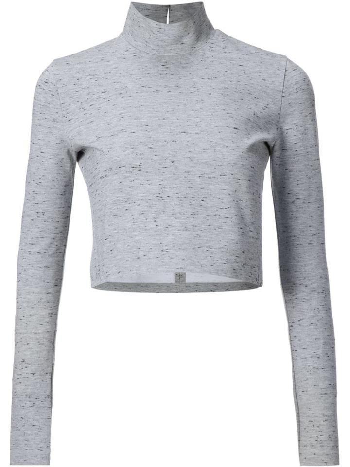 Le Ciel Bleu Cropped Turtleneck Top, Women's, Size: 38, Grey, Polyester/polyurethane/viscose