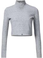 Le Ciel Bleu Cropped Turtleneck Top, Women's, Size: 38, Grey, Polyester/polyurethane/viscose