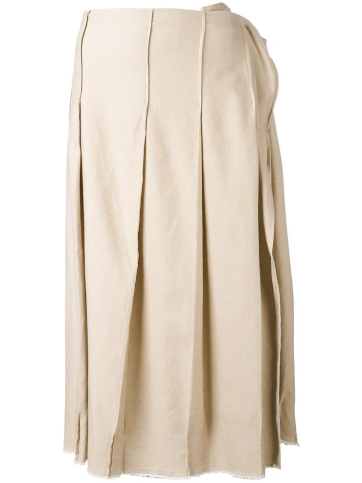Yohji Yamamoto Vintage Pleated Skirt - Nude & Neutrals