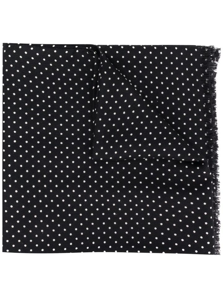 Tom Ford Frayed Polka Dots Scarf - Black
