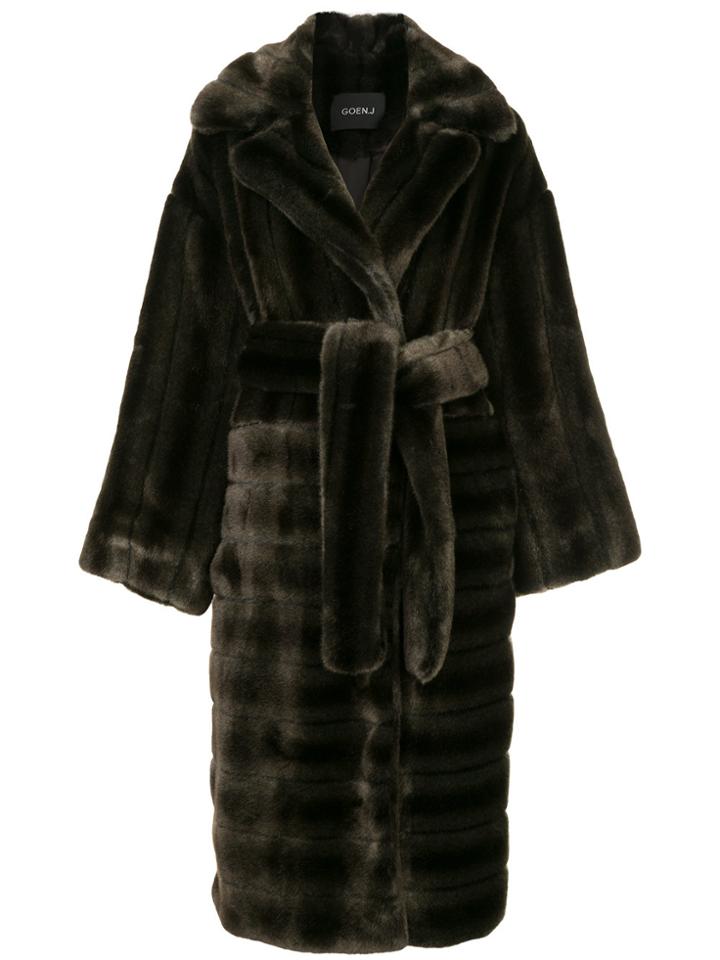 Goen.j Oversized Faux-mink Coat - Brown