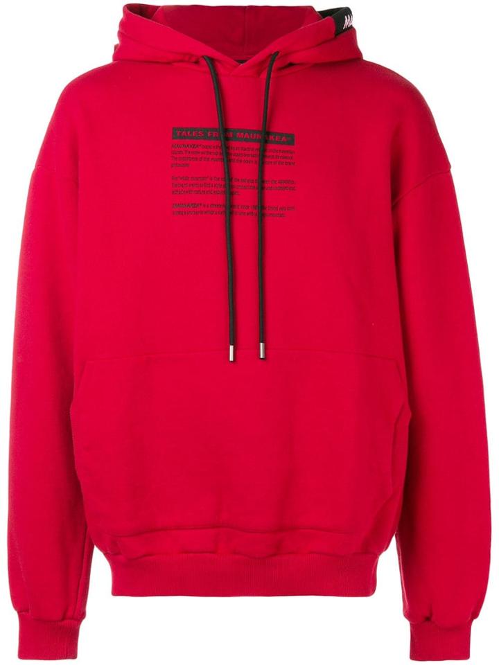 Mauna Kea Logo Print Hoodie - Red