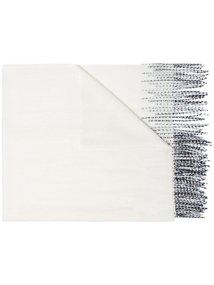 Janavi White Beaded Cashmere Scarf