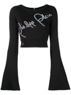 Philipp Plein Crystal-embellished Cropped Sweater - Black