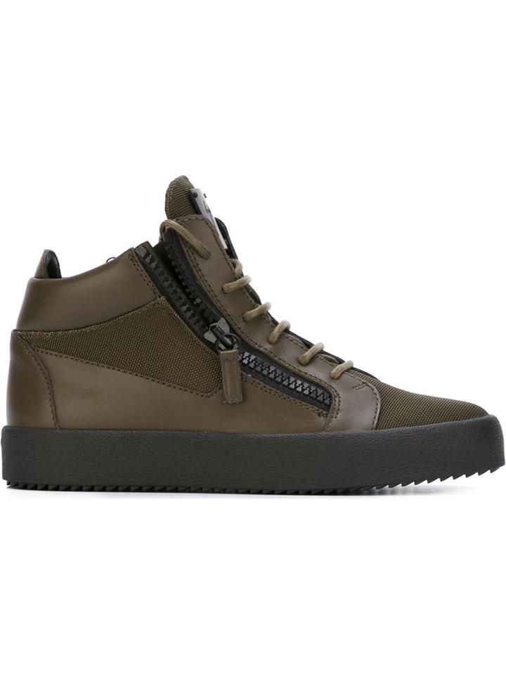 Giuseppe Zanotti Design Kriss Hi-top Sneakers, Men's, Size: 41, Green, Leather/cotton/rubber