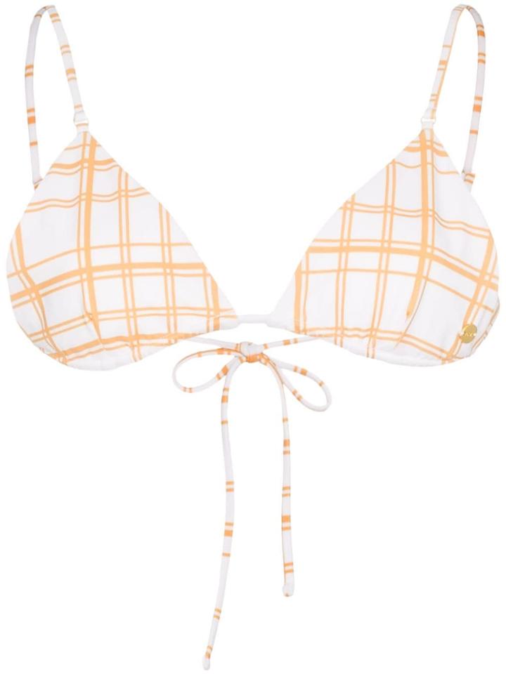 Ambra Maddalena Gigi Checked Triangle Bikini Top - White