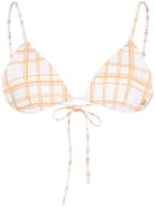 Ambra Maddalena Gigi Checked Triangle Bikini Top - White