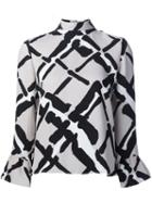 Derek Lam Ruffle Sleeve Blouse, Women's, Size: 40, Grey, Silk