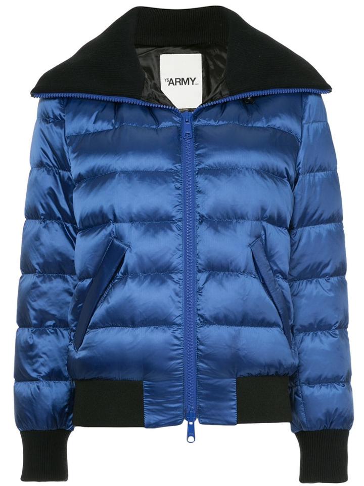 Yves Salomon Army Hooded Padded Bomber Jacket - Blue