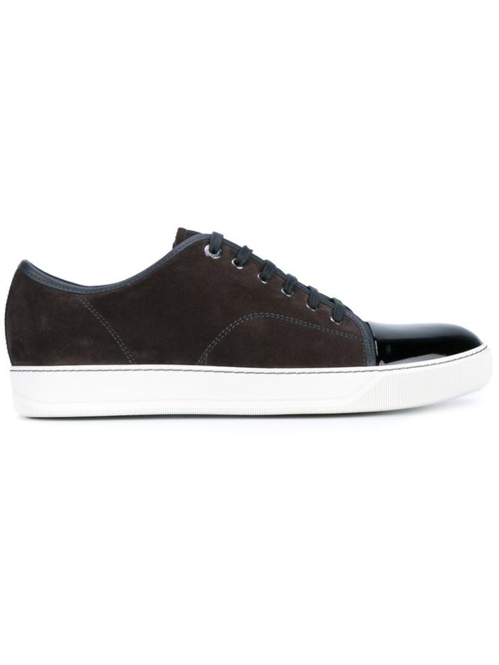 Lanvin Toe Cap Sneakers, Men's, Size: 9, Grey, Suede/patent Leather/rubber/leather