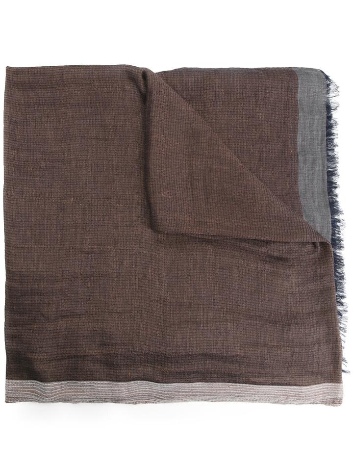 Cerruti 1881 Block Panel Scarf, Men's, Brown, Cotton/linen/flax