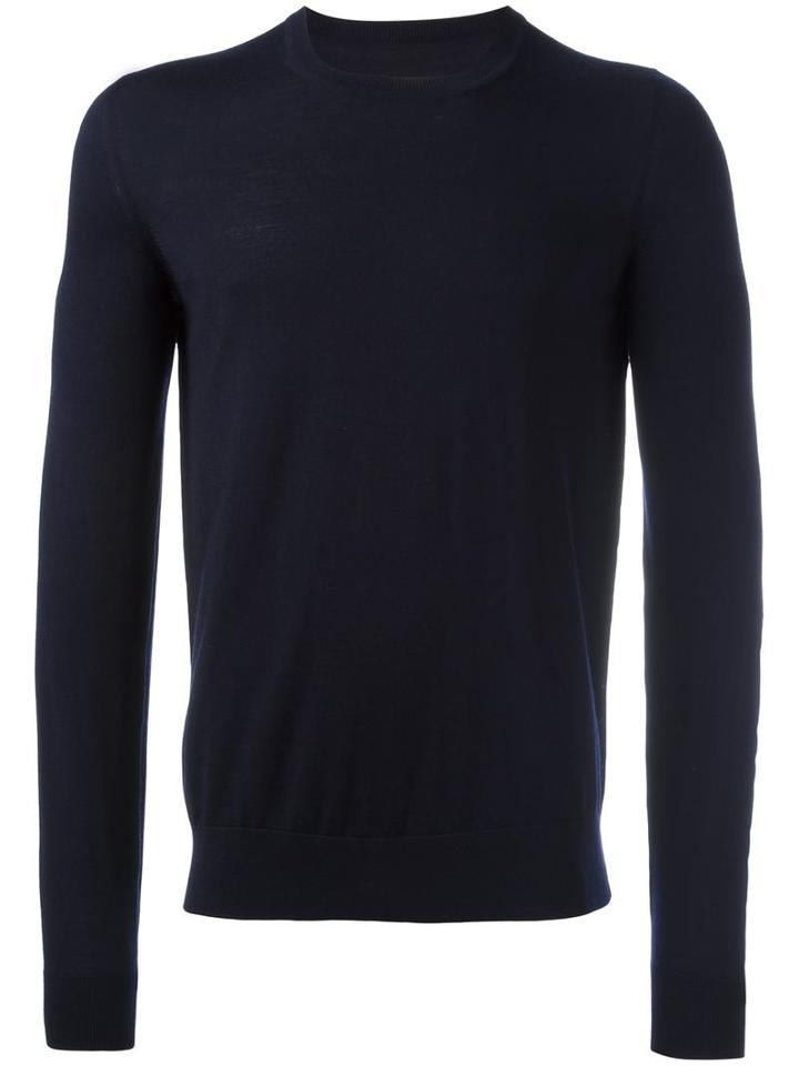 Maison Margiela Crew Neck Jumper, Men's, Size: Medium, Blue, Wool