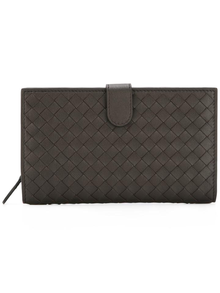 Bottega Veneta Interlaced Leather Continental Wallet - Brown