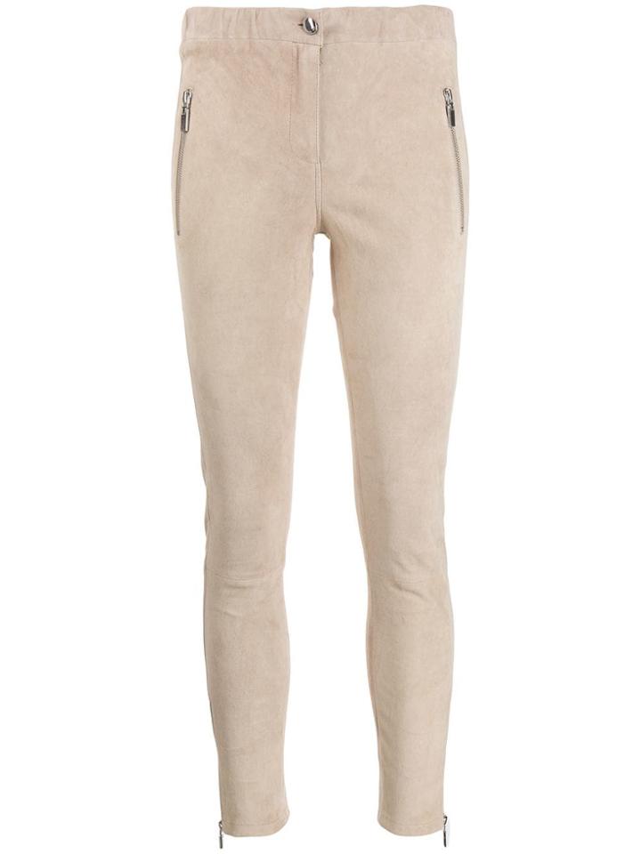 Arma Skinny Leather Trousers - Neutrals