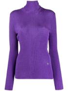 Paco Rabanne Lurex Knit Turtleneck Sweater - Purple