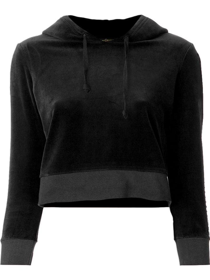 Juicy Couture Cropped Velvet Hoodie - Black