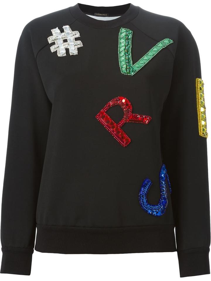 Versace Embroidered Letters Hashtag Sweatshirt