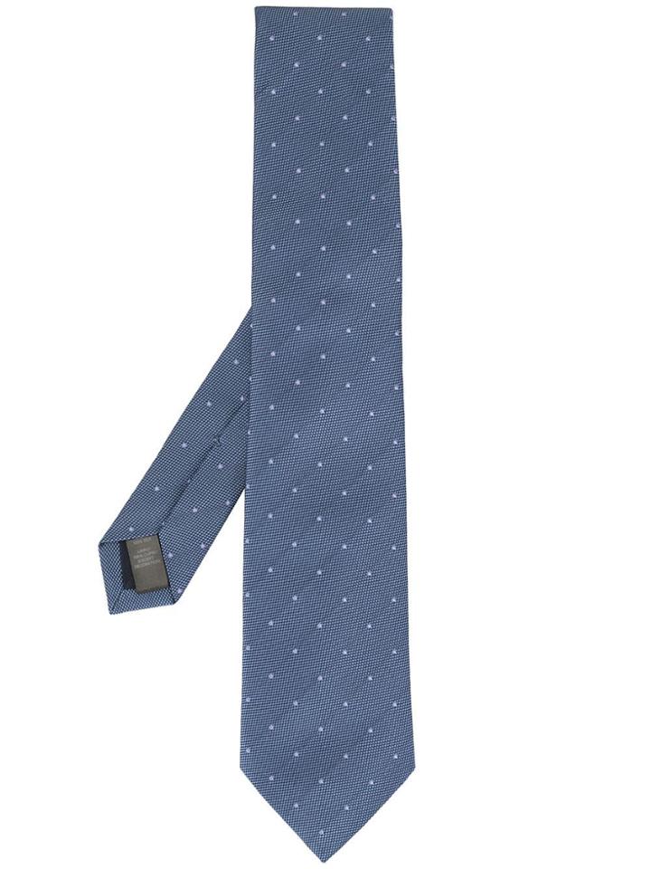 Gieves & Hawkes Polka-dot Embroidered Tie - Blue