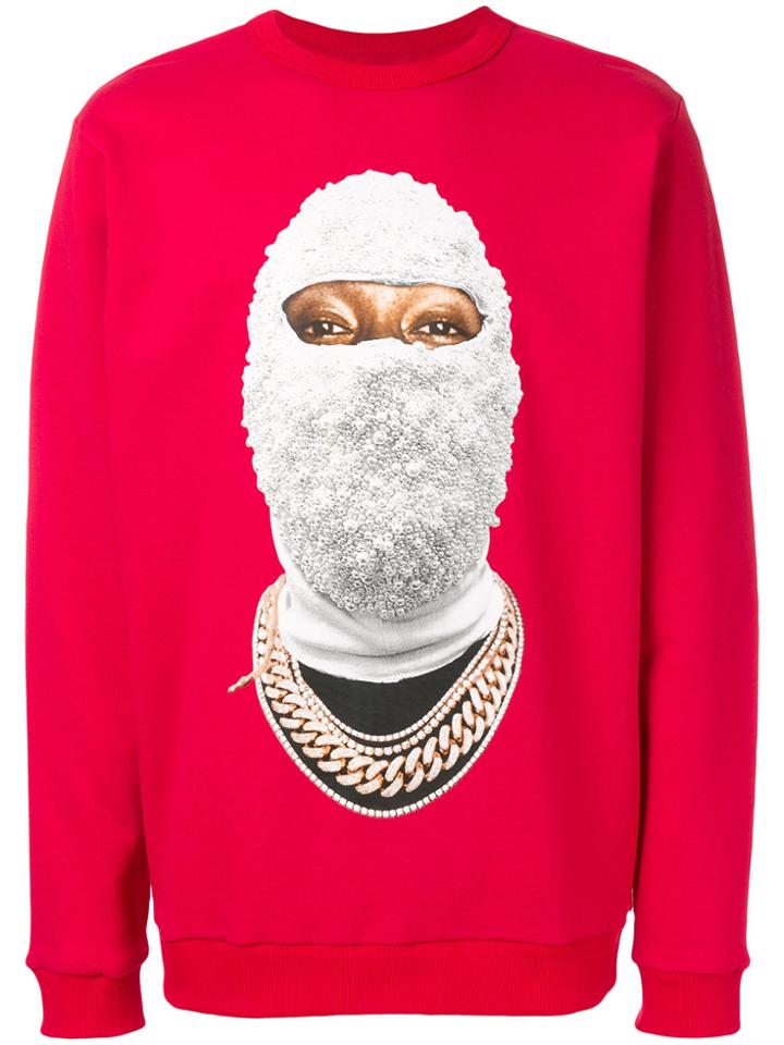 Ih Nom Uh Nit Beaded Balaclava Print Sweatshirt - Red