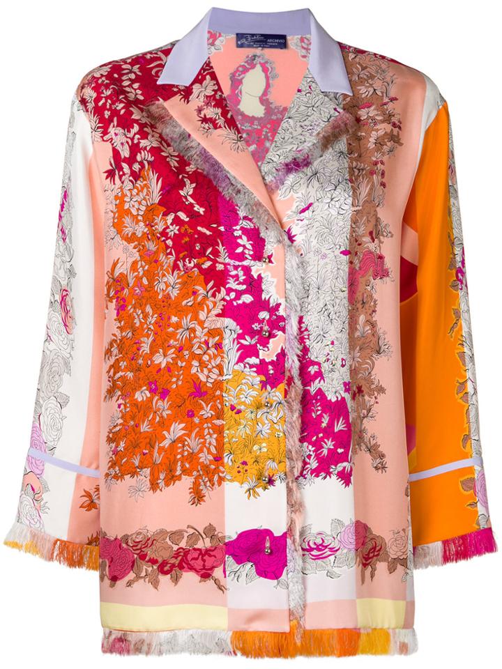 Emilio Pucci Fringed Floral Shirt - Pink & Purple
