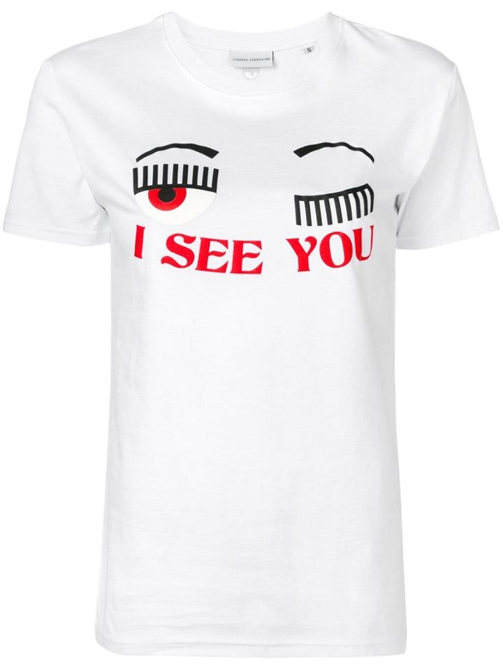 Chiara Ferragni 'i See You' Print T-shirt - White