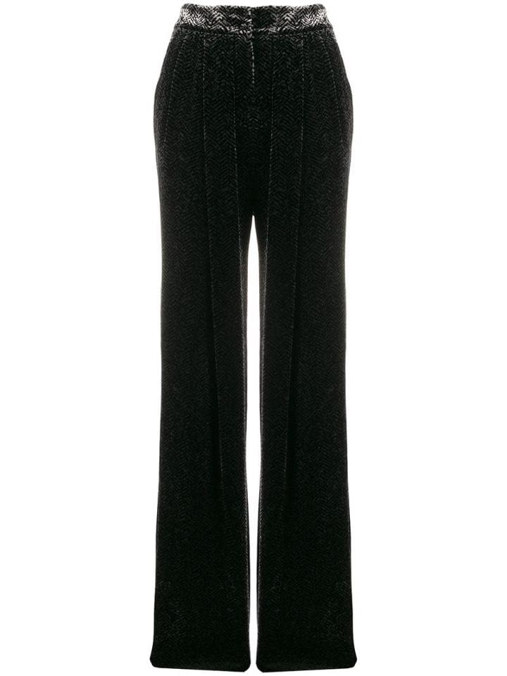 Emporio Armani High Waisted Tapered Trousers - Black