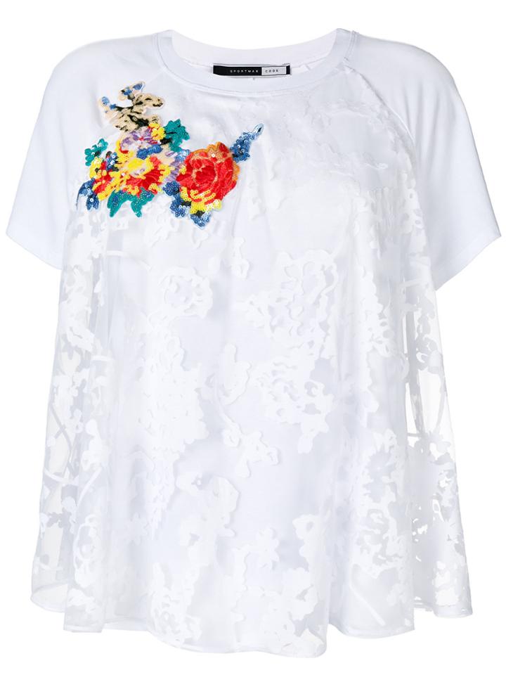 Sport Max Code Embroidered Lace T-shirt - White