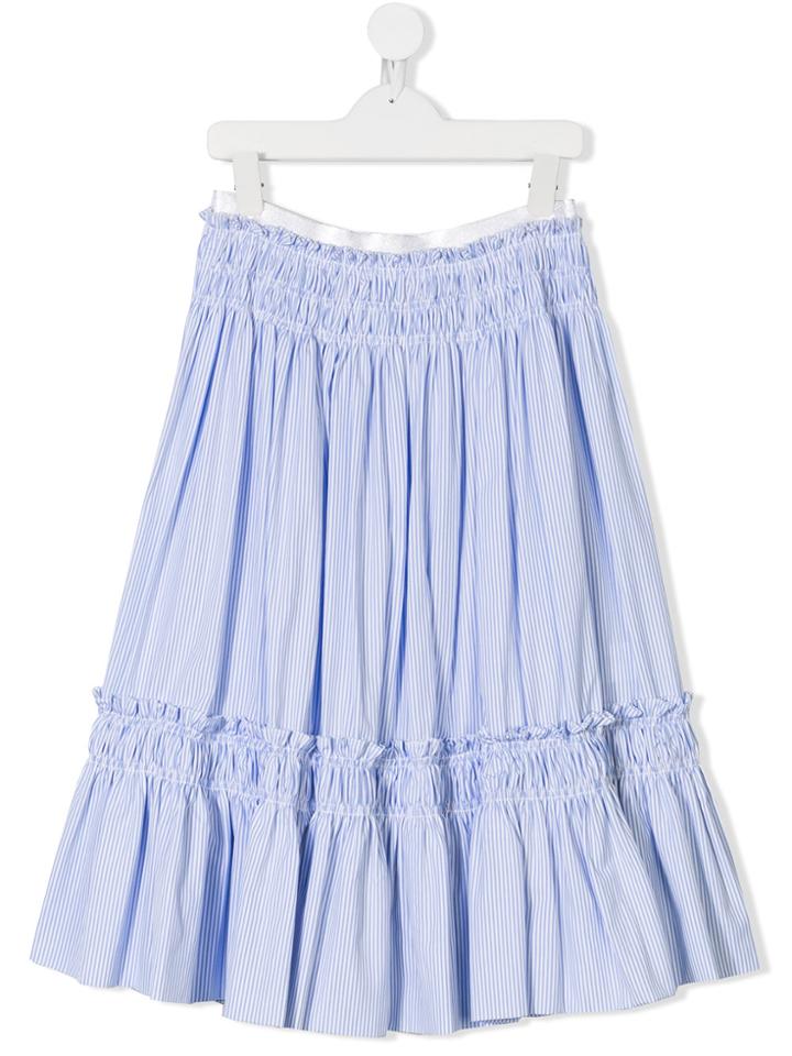 Simonetta Teen Ruffled Striped Skirt - Blue