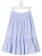 Simonetta Teen Ruffled Striped Skirt - Blue