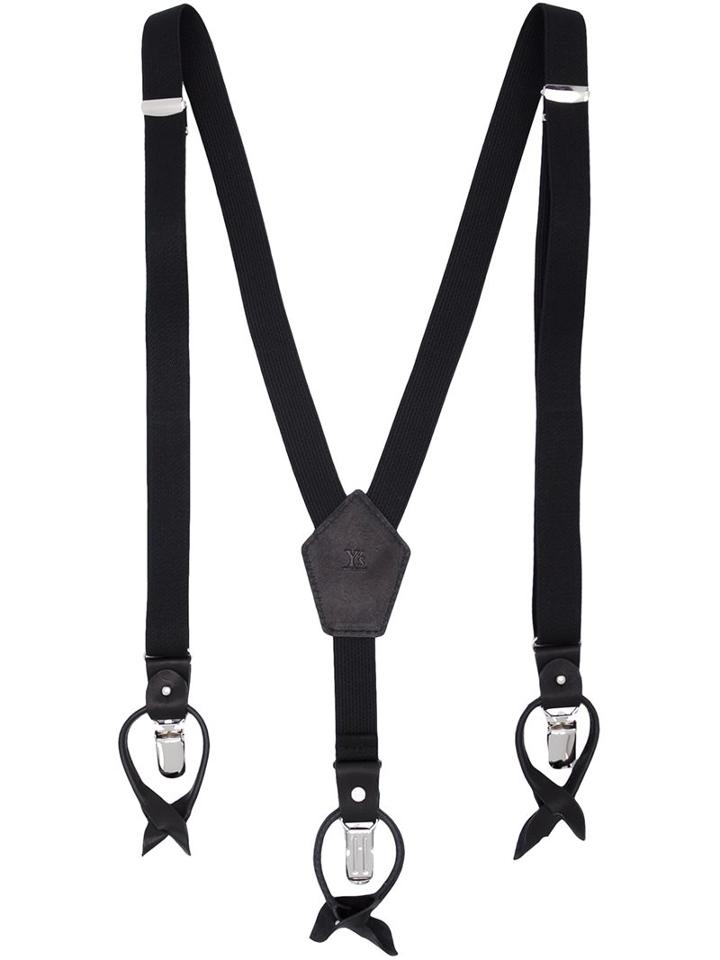 Y's Classic Suspenders, Women's, Black, Rayon/rubber/calf Leather