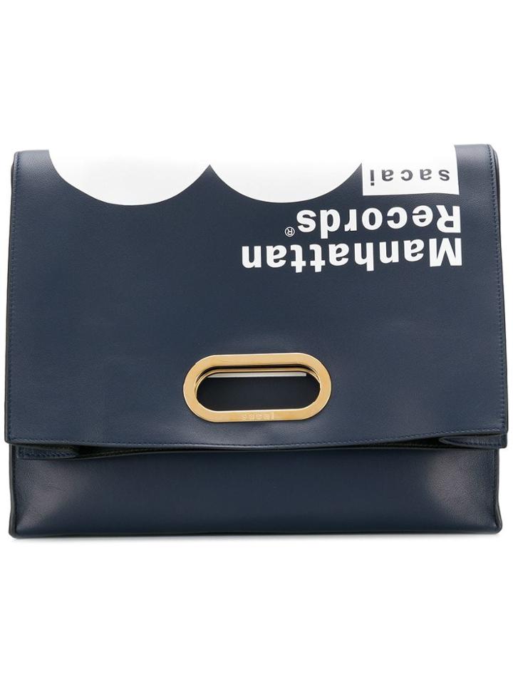 Sacai Foldover Top Logo Tote - Blue