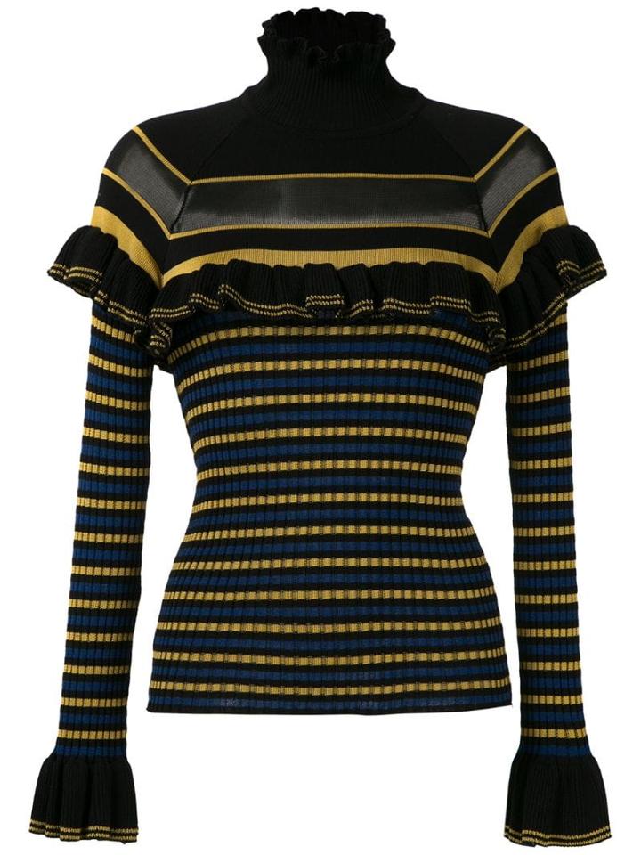 Martha Medeiros Blusa Gola Alta Babados Tricot - Black